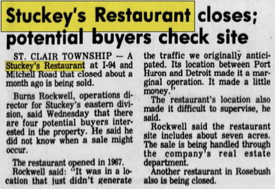 Stuckeys - Oct 1981 St Clair Location Closes (newer photo)